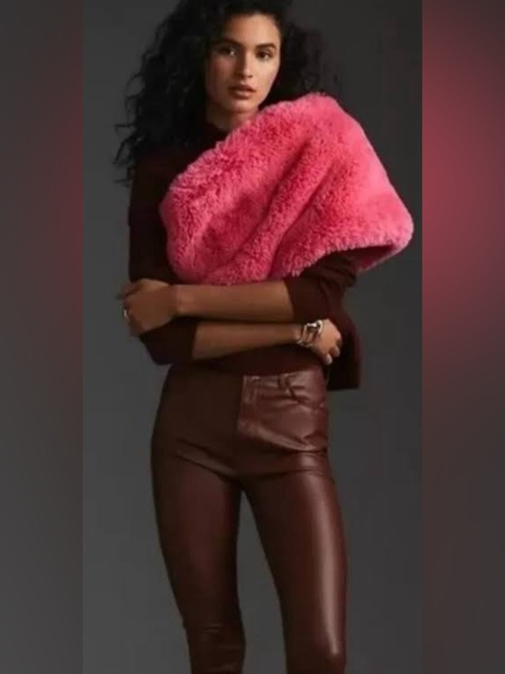 Anthropologie Maeve Faux Fur Hot Pink Stole Wrap NWT Holiday OS Cozy Pretty New!
